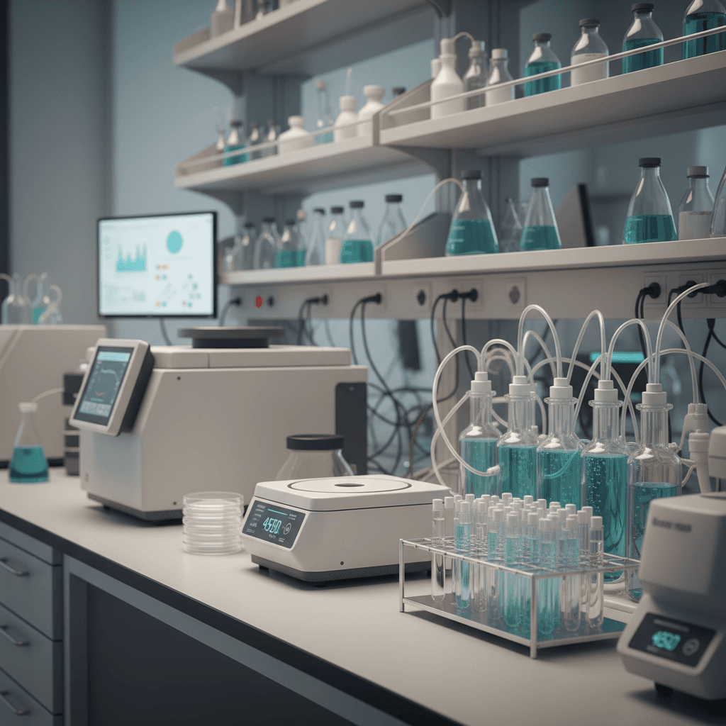 Research and laboratory science imagery in warm natural light